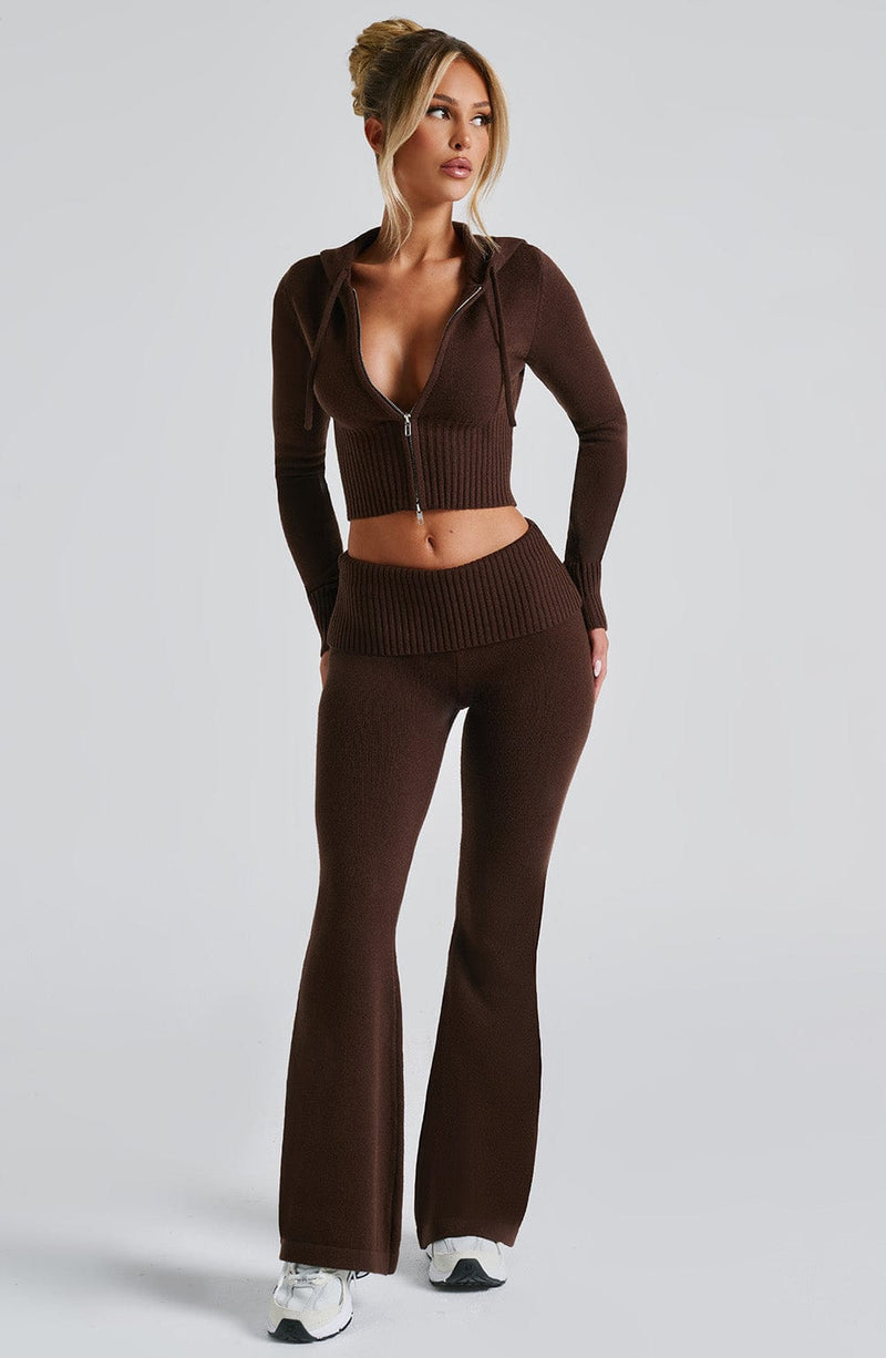 Portia Knit Hoodie - Chocolate Tops Babyboo Fashion Premium Exclusive Design