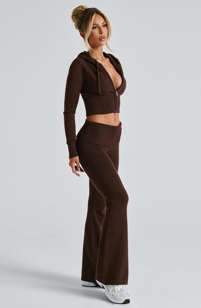 Portia Knit Hoodie - Chocolate Tops Babyboo Fashion Premium Exclusive Design