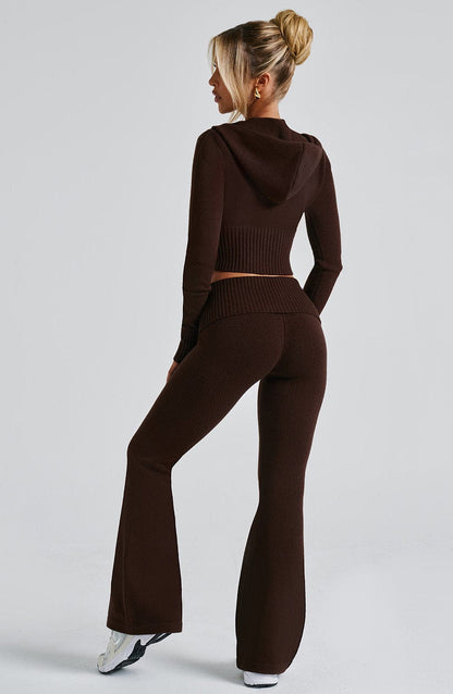 Portia Knit Hoodie - Chocolate Tops Babyboo Fashion Premium Exclusive Design