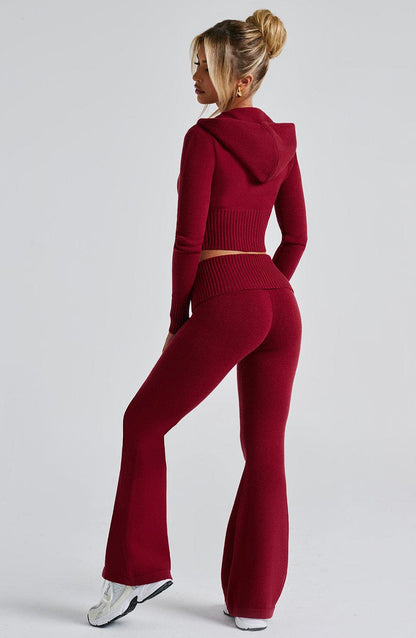 Portia Knit Hoodie - Red Tops Babyboo Fashion Premium Exclusive Design