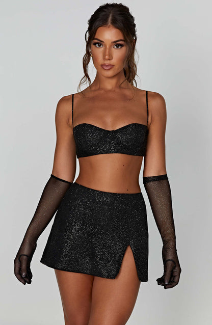 Posie Top - Black Sparkle Tops Babyboo Fashion Premium Exclusive Design