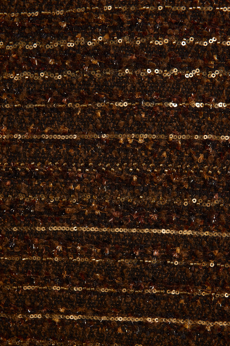 Additional view of the Prescott Mocha and Gold Micro Mini Skirt from a different perspective.