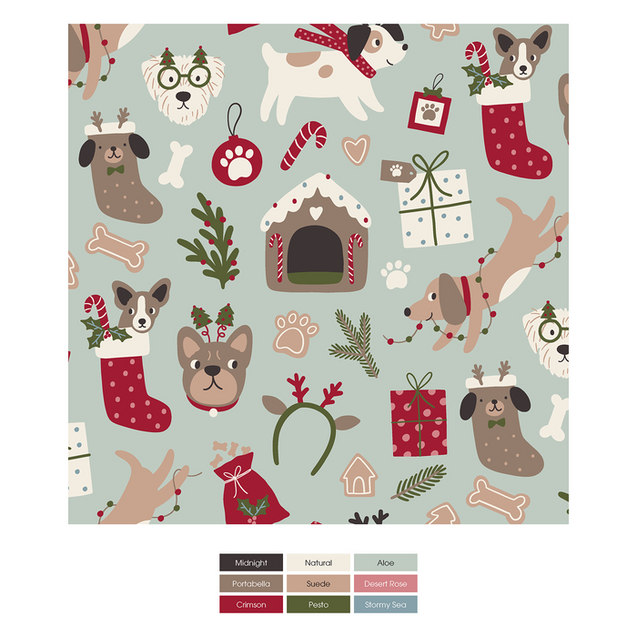 Print Footie with 2 Way Zipper Aloe Christmas Dogs