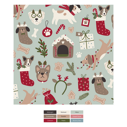 Print Footie with 2 Way Zipper Aloe Christmas Dogs