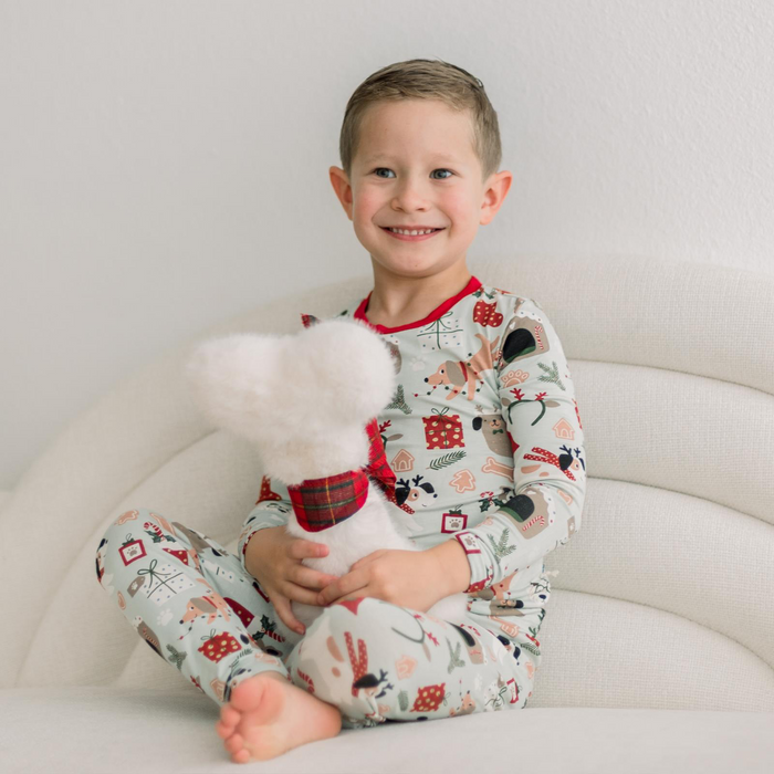 Print Long Sleeve Pajama Set Aloe Christmas Dogs