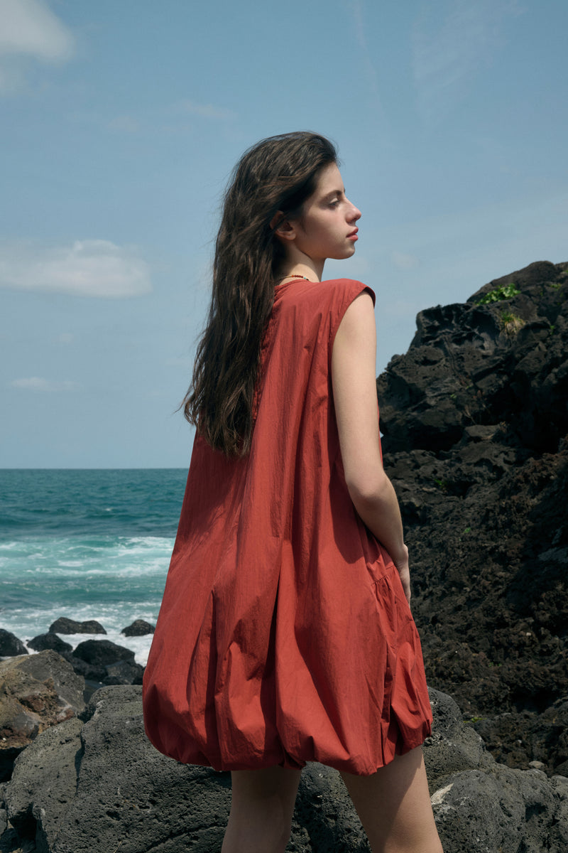 Puffball hem mini dress