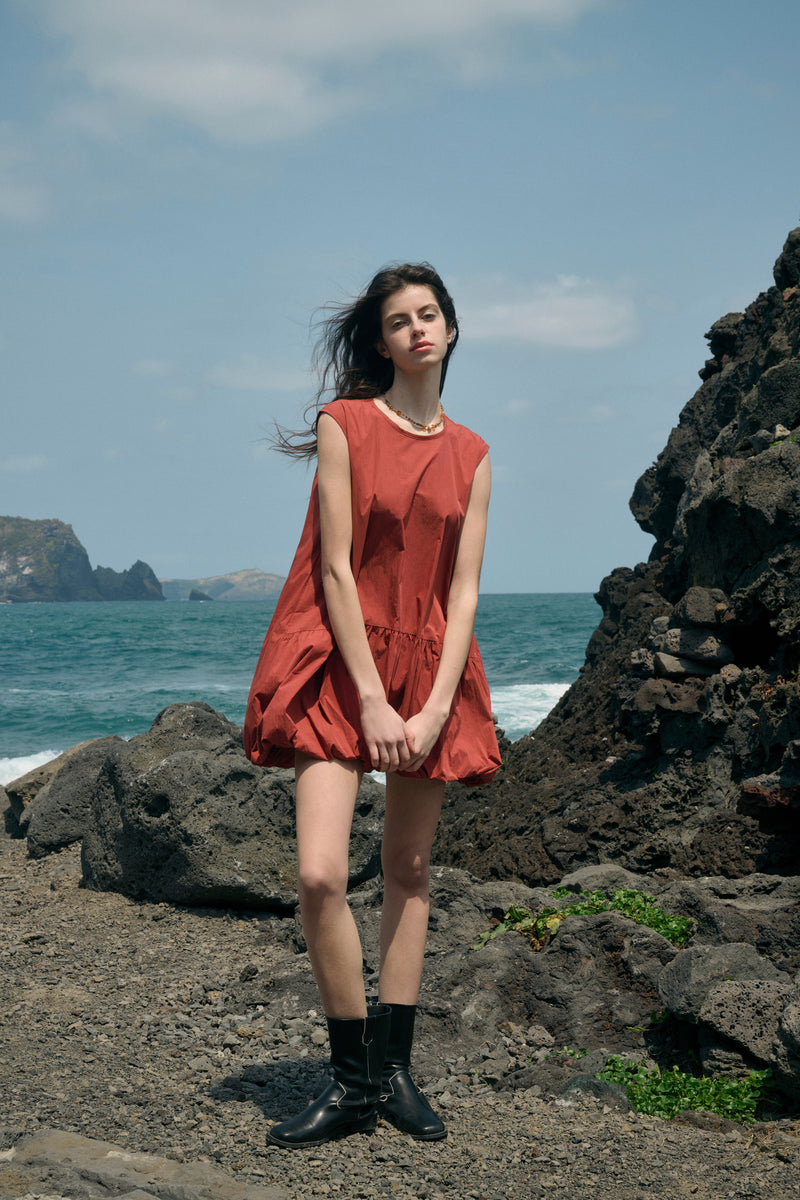 Puffball hem mini dress