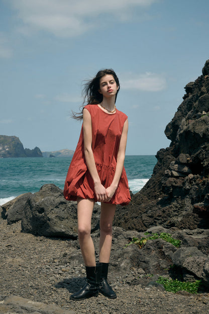 Puffball hem mini dress