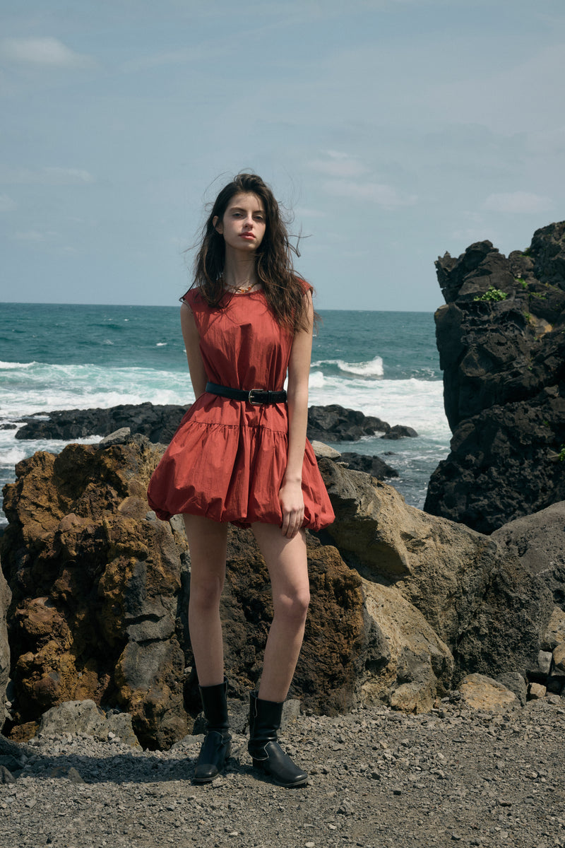 Puffball hem mini dress
