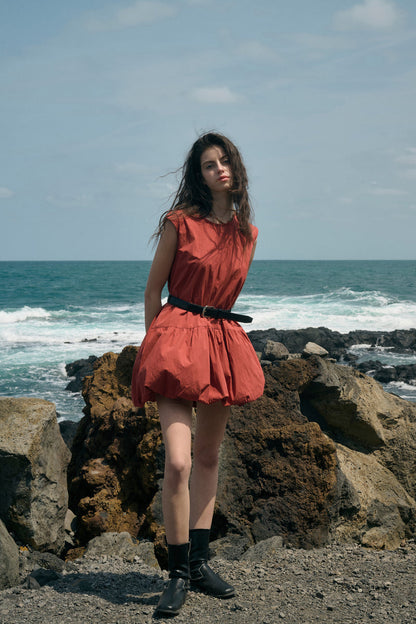 Puffball hem mini dress