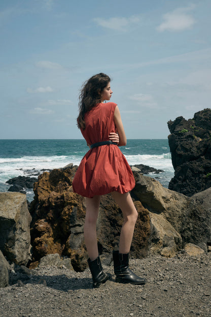 Puffball hem mini dress