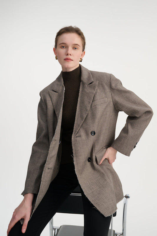 Raw cut oversized blazer