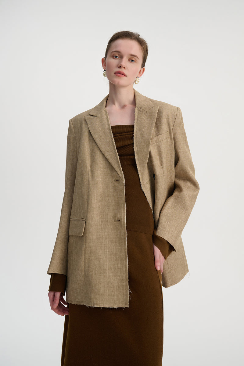Raw cut oversized blazer