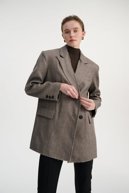 Raw cut oversized blazer