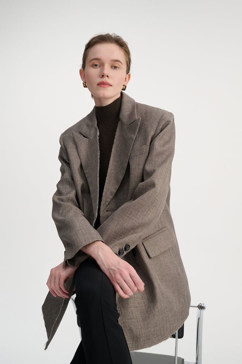 Raw cut oversized blazer
