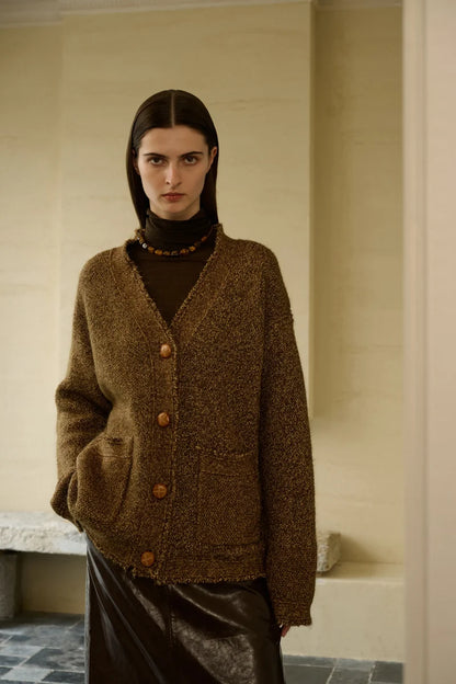 Raw edge cardigan