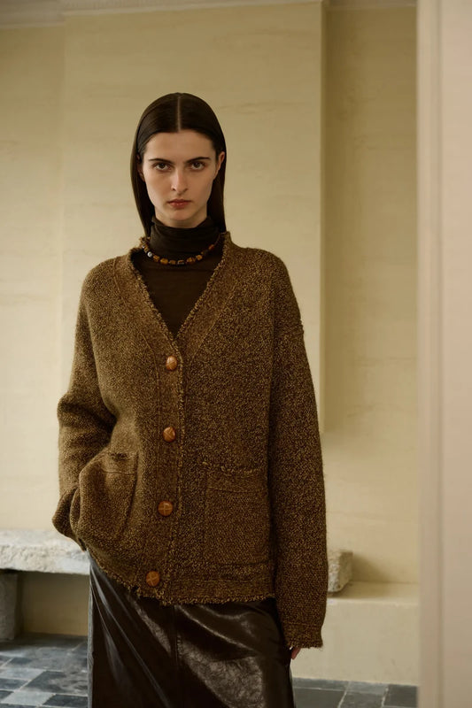 Raw edge cardigan