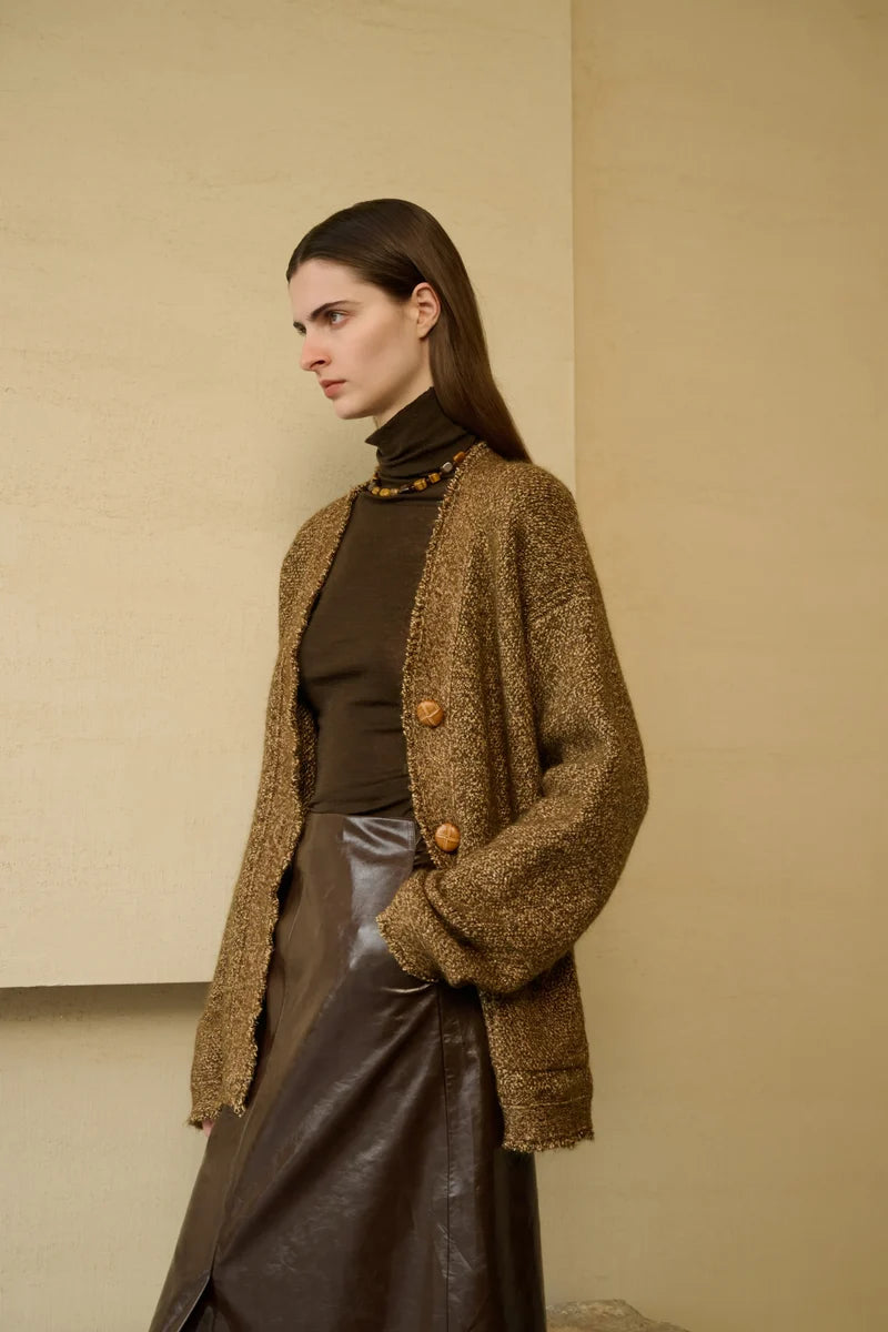 Raw edge cardigan