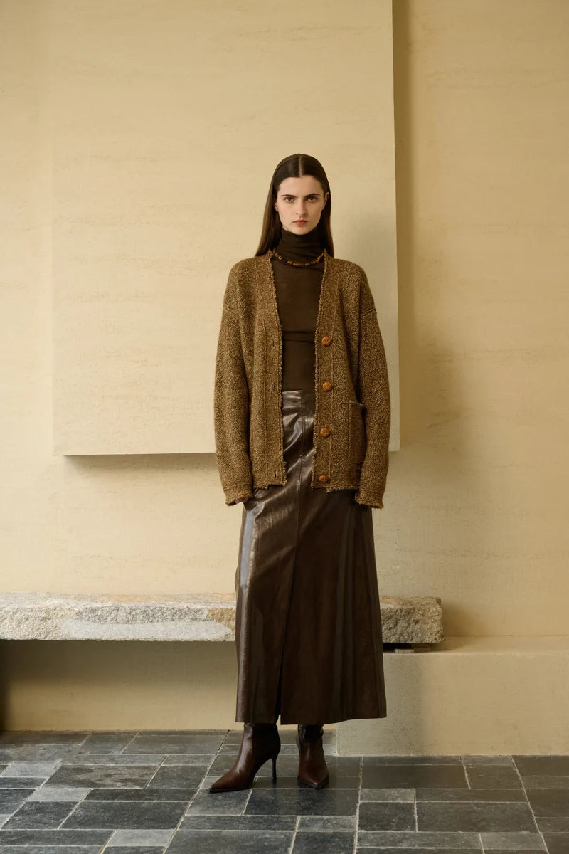 Raw edge cardigan