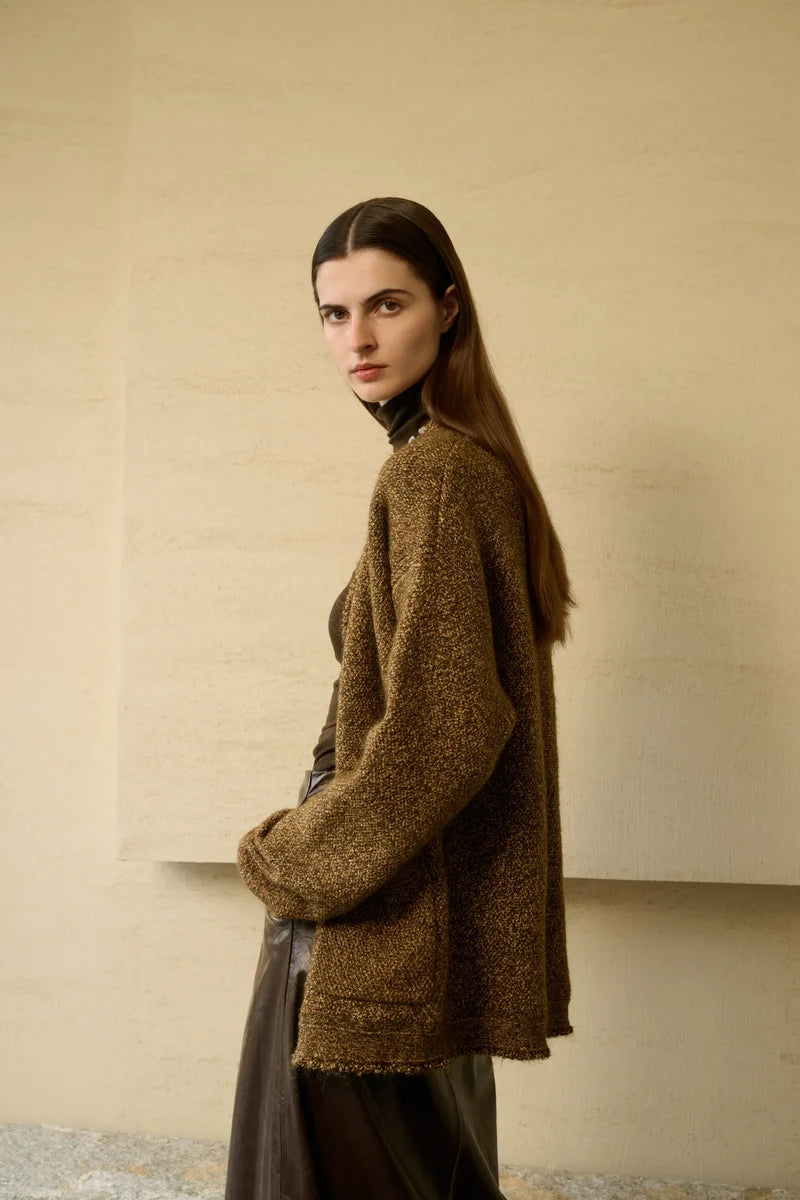 Raw edge cardigan