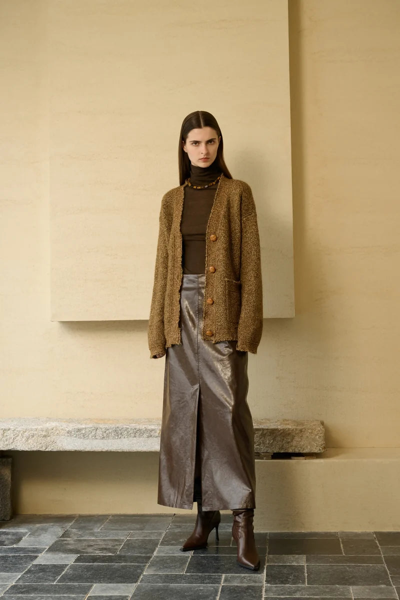 Raw edge cardigan