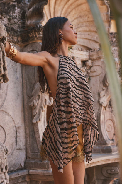Rayna Tiger Stripe Halter Top