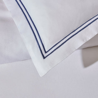 Pair of Regent Embroidered Oxford Pillowcases - 400 Thread Count Sateen - Navy - DUSK
