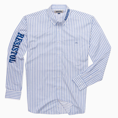 Resistol Marketing Shirt - Blue & White Stripe - RESISTOL Cowboy Hats
