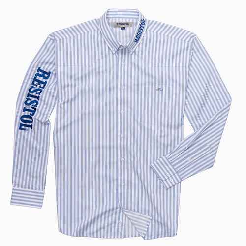 Resistol Marketing Shirt - Blue & White Stripe - RESISTOL Cowboy Hats