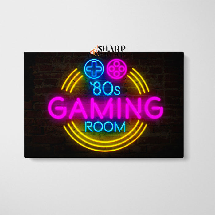 Retro Neon Gaming Sign Canvas Wall Art