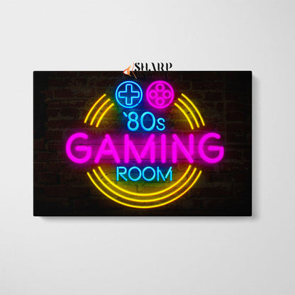 Retro Neon Gaming Sign Canvas Wall Art