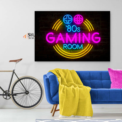 Retro Neon Gaming Sign Canvas Wall Art