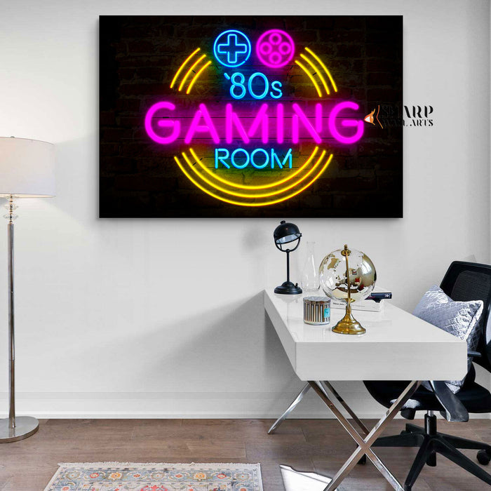 Retro Neon Gaming Sign Canvas Wall Art
