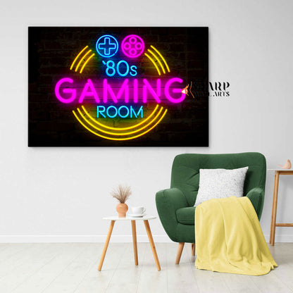 Retro Neon Gaming Sign Canvas Wall Art