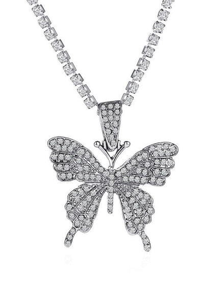 Rhinestone Butterfly Halter Trendy Asymmetric Crop Cami Top