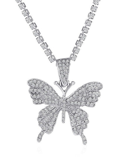 Rhinestone Butterfly Halter Trendy Asymmetric Crop Cami Top