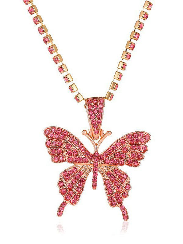 Rhinestone Butterfly Halter Trendy Asymmetric Crop Cami Top