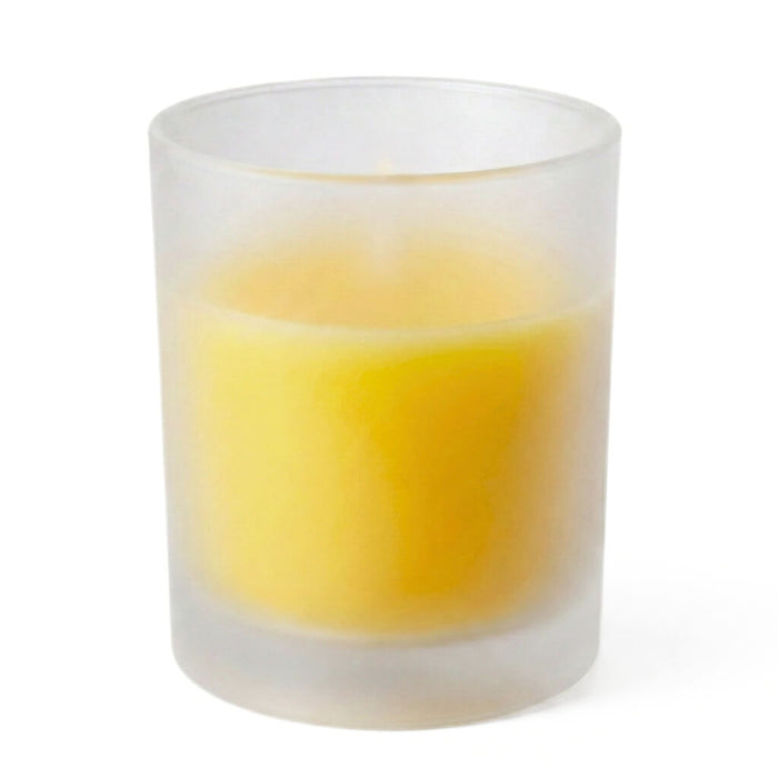Yellow-Unscented candle in frosted glass votive holder
