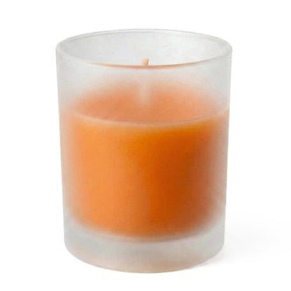 Orange-Unscented candle in frosted glass votive holder