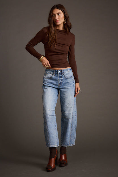 Back view of the espresso top showing the silhouette and fit.