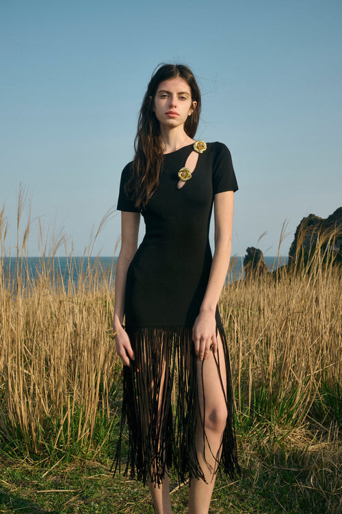 Rosette fringed dress
