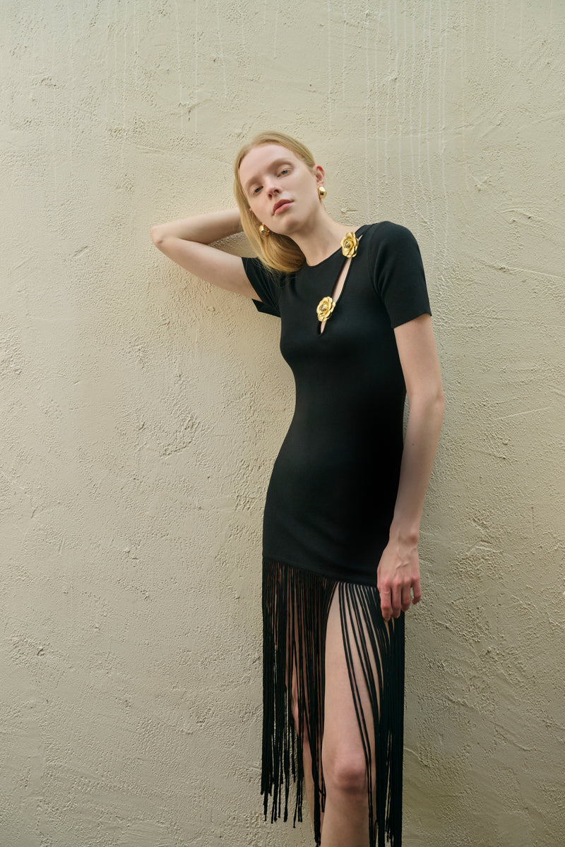 Rosette fringed dress