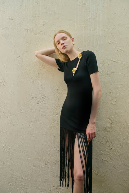 Rosette fringed dress