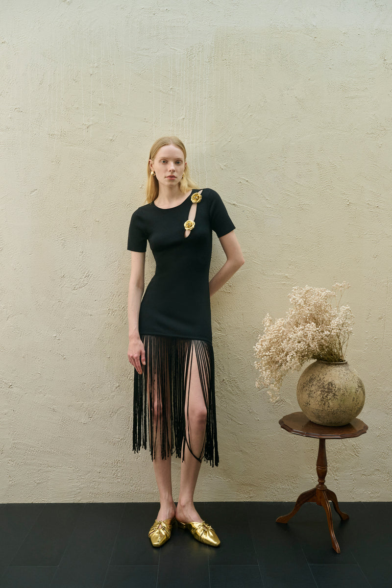 Rosette fringed dress