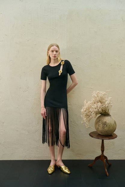 Rosette fringed dress