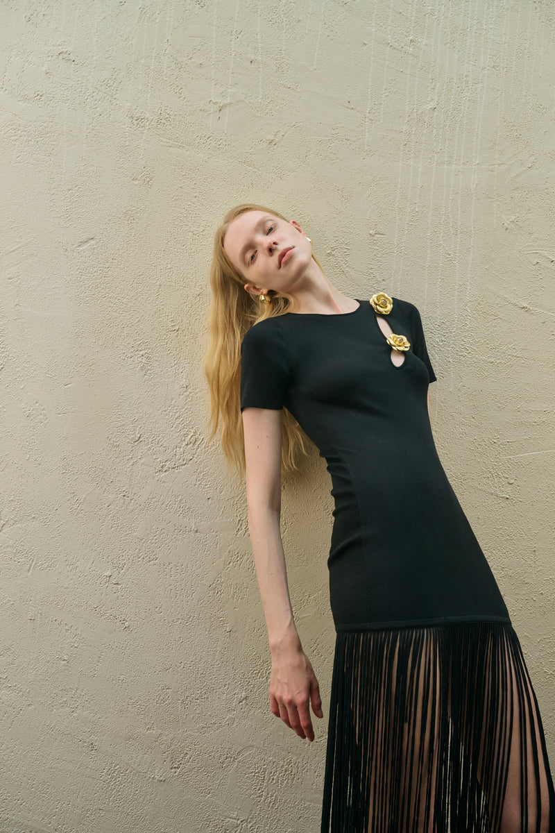 Rosette fringed dress