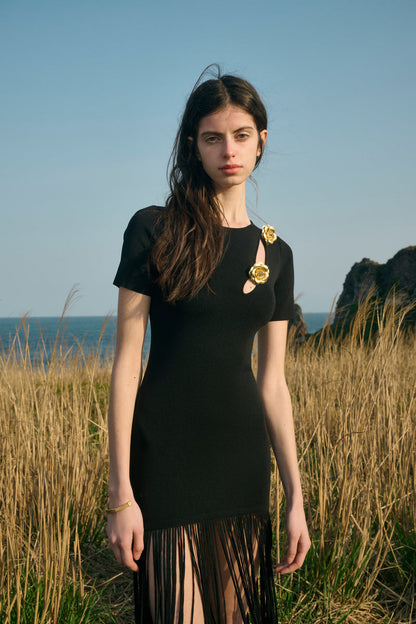 Rosette fringed dress