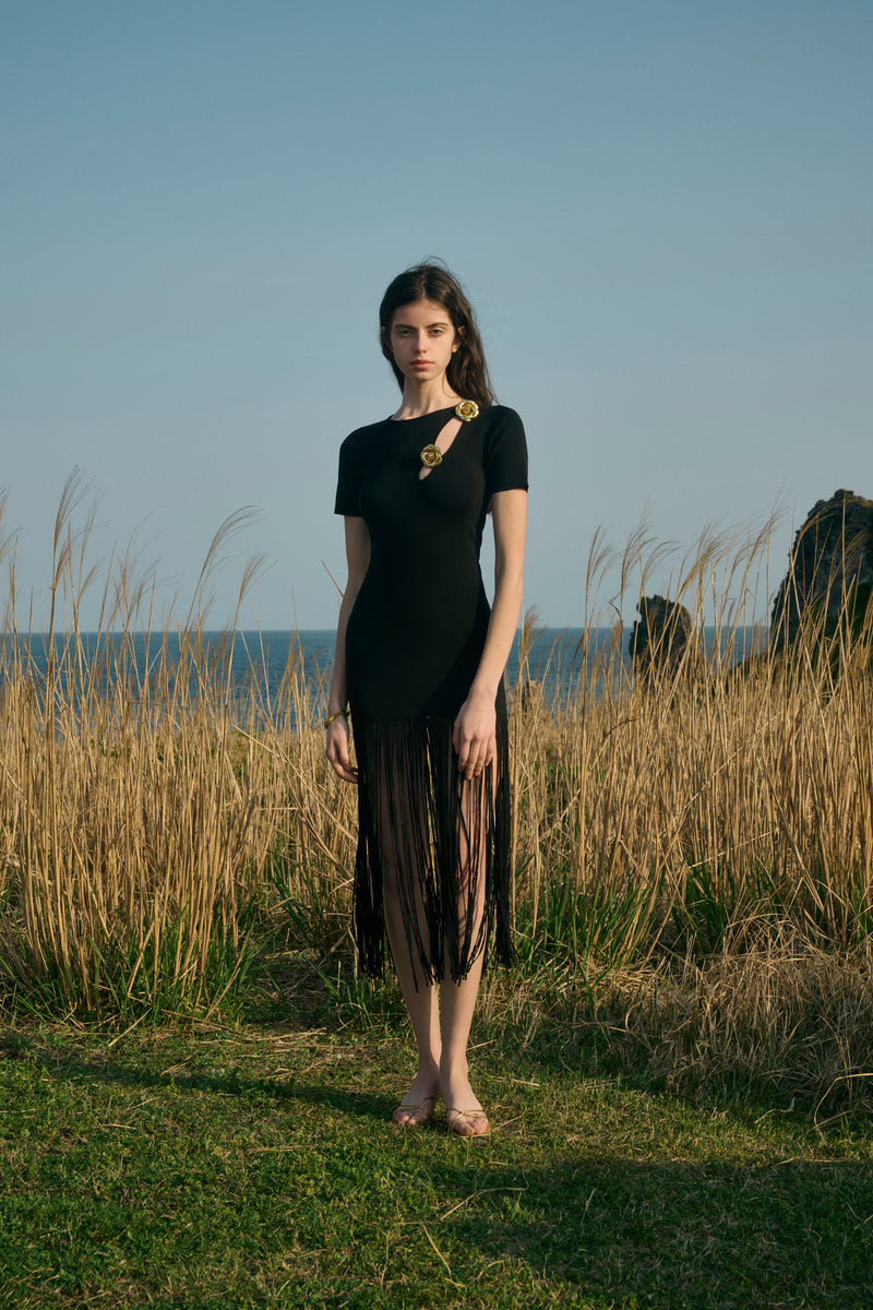 Rosette fringed dress