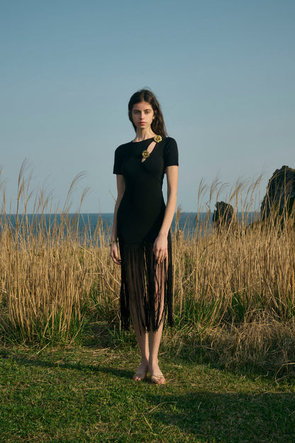 Rosette fringed dress