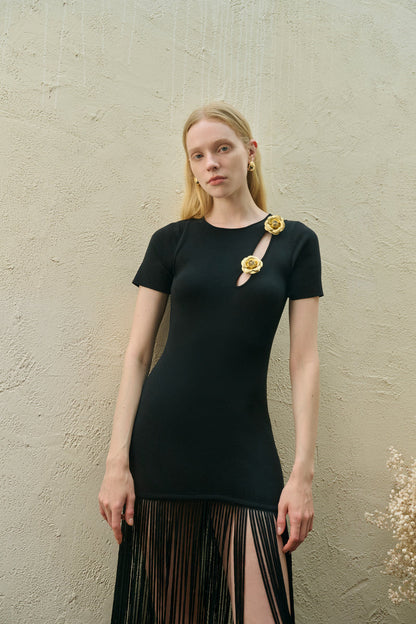 Rosette fringed dress